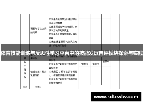 体育技能训练与反思性学习平台中的技能发展自评模块探索与实践